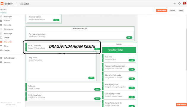 Tutorial Cara Membuat Menu Navigasi di Blogspot Melalui Tata Letak/Layout