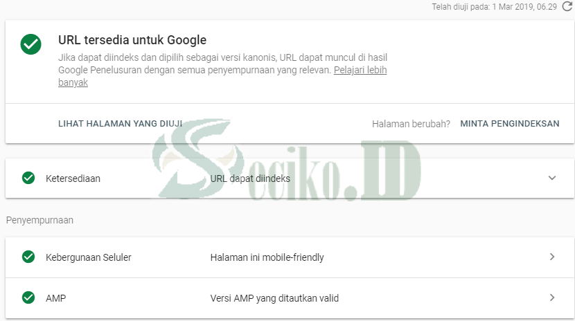 URL tersedia untuk Google