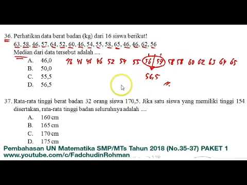 Pembahasan Soal UN UNBK Matematika SMP 2018 Paket 1 (No.35-37)