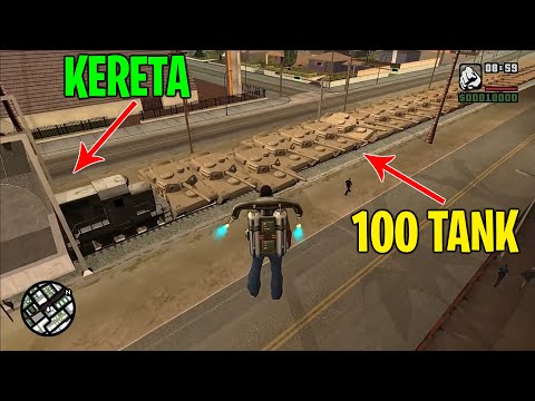 KOCAK ! 100 Tank Coba Berhentikan Kereta Di GTA San Andreas ! #Shorts