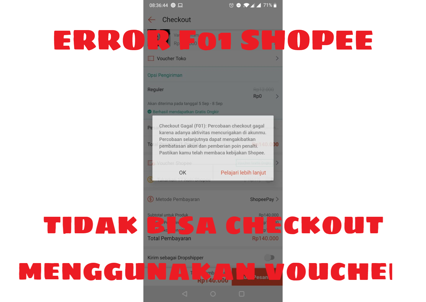 shopee tidak bisa checkout menggunakan voucher gratis ongkir
