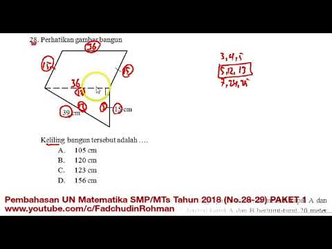 Pembahasan UN UNBK Matematika SMP 2018 Paket 1 (No.28-29)