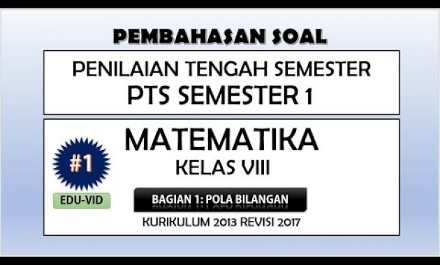 Soal PTS Matematika Kelas 8 Semester 1 Kurikulum 2013 Terbaru + Pembahasannya