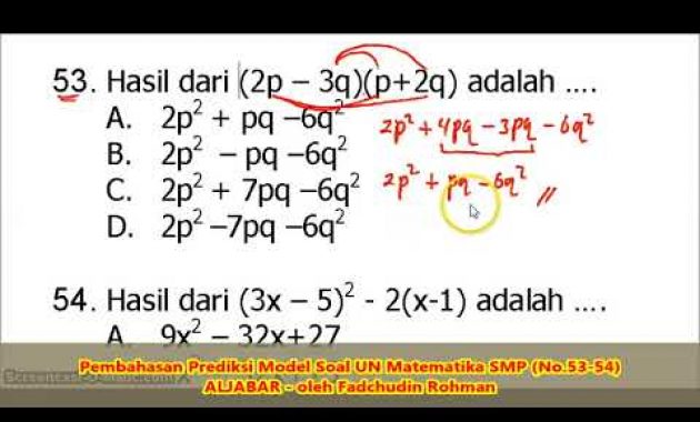 SOAL BENTUK ALJABAR (No.53-54) – Pembahasan Soal Matematika SMP/MTs