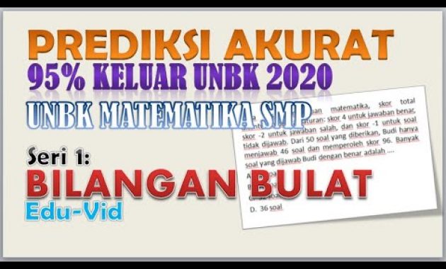 PREDIKSI AKURAT UNBK MATEMATIKA SMP 2020 – BILANGAN BULAT (SERI 1)
