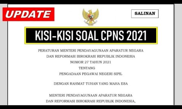RESMI: Kisi-kisi Soal CPNS 2021 PDF – Permenpanrb No.27 Tahun 2021