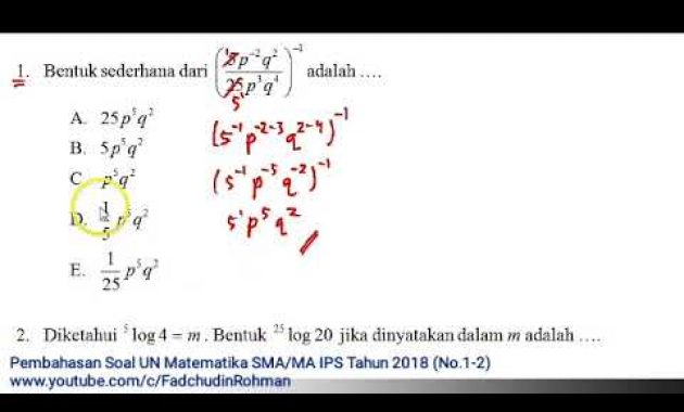 Pembahasan Asli Soal UN/ UNBK Matematika SMA/MA IPS Tahun 2018 (No.1-2)
