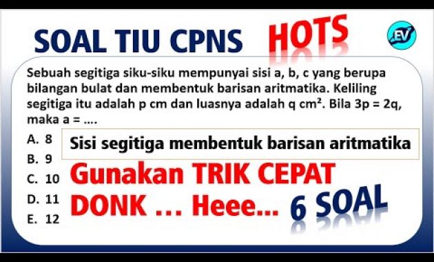 Pembahasan Soal HOTS TIU CPNS 2021 – Segitiga Siku-siku Membentuk Barisan Aritmatika [#65]