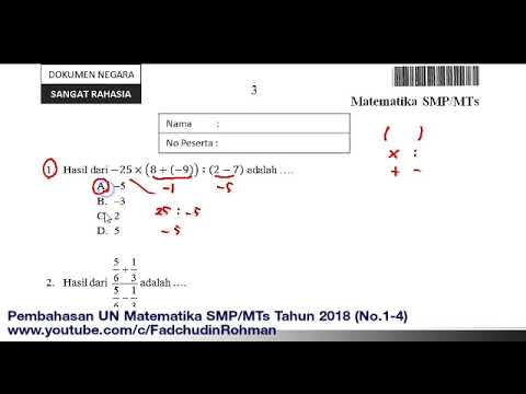Pembahasan Soal UN/ UNBK Matematika SMP Tahun 2018 Paket 1