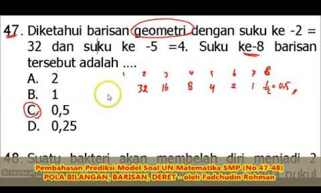 SOAL BARISAN DAN DERET (No.47-48) – PEMBAHASAN SOAL MATEMATIKA SMP/MTs