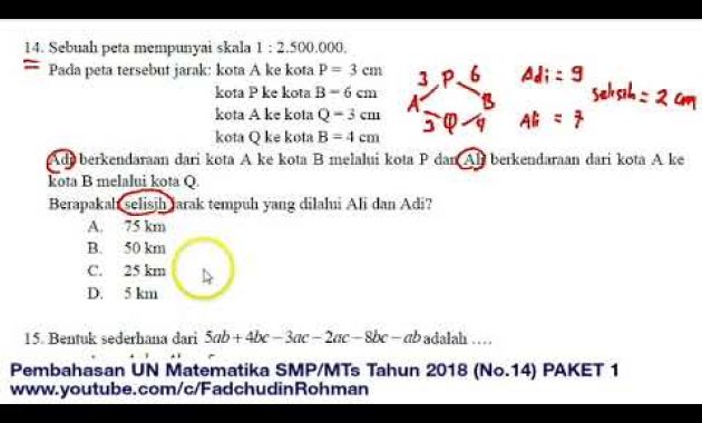 Pembahasan UN UNBK Matematika SMP 2018 Paket 1 (No.14)