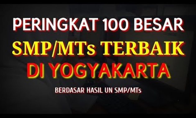 Peringkat 100 Besar SMP/MTs Terbaik di Provinsi DIY (Yogyakarta) Berdasarkan Hasil UN 2019