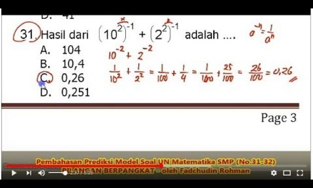 Soal BILANGAN BERPANGKAT (No.31-32) – Pembahasan Soal Matematika SMP/MTs