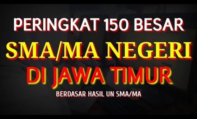Peringkat 150 Besar SMA/MA Negeri di Jawa Timur Berdasarkan hasil UN 2019