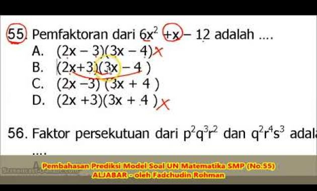 SOAL BENTUK ALJABAR (No.55) – PEMBAHASAN SOAL MATEMATIKA SMP/MTs