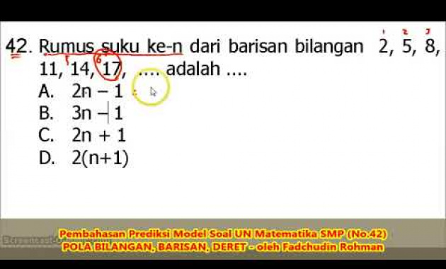 SOAL BARISAN DAN DERET (No.42) – Pembahasan Soal Matematika SMP/MTs