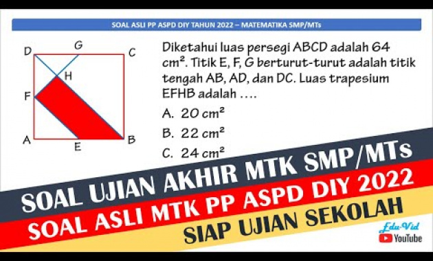 Soal Asli PP ASPD DIY Ujian Sekolah Matematika SMP Kelas 9 Tahun 2022 [No.1]
