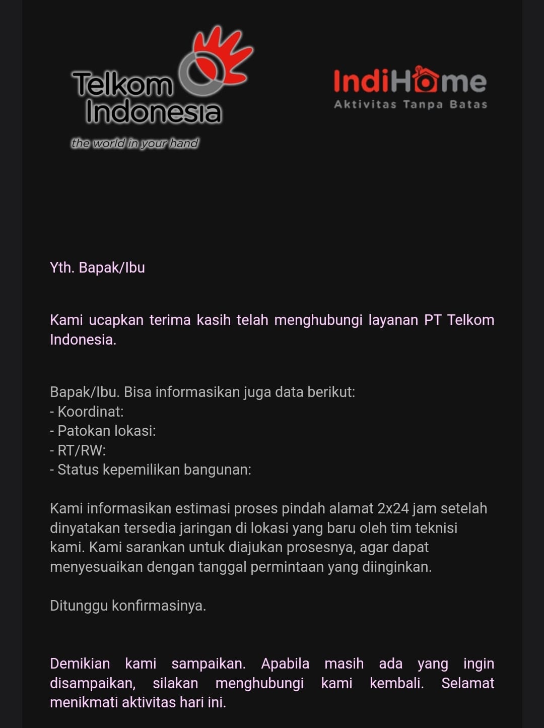 Pengalaman Pindah Alamat Indihome (Prosedur, Waktu dan Biaya) Seciko ID