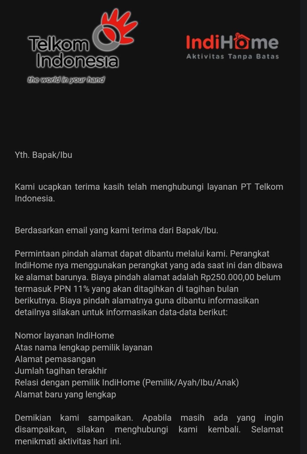 Pengalaman Pindah Alamat Indihome (Prosedur, Waktu dan Biaya) Seciko ID